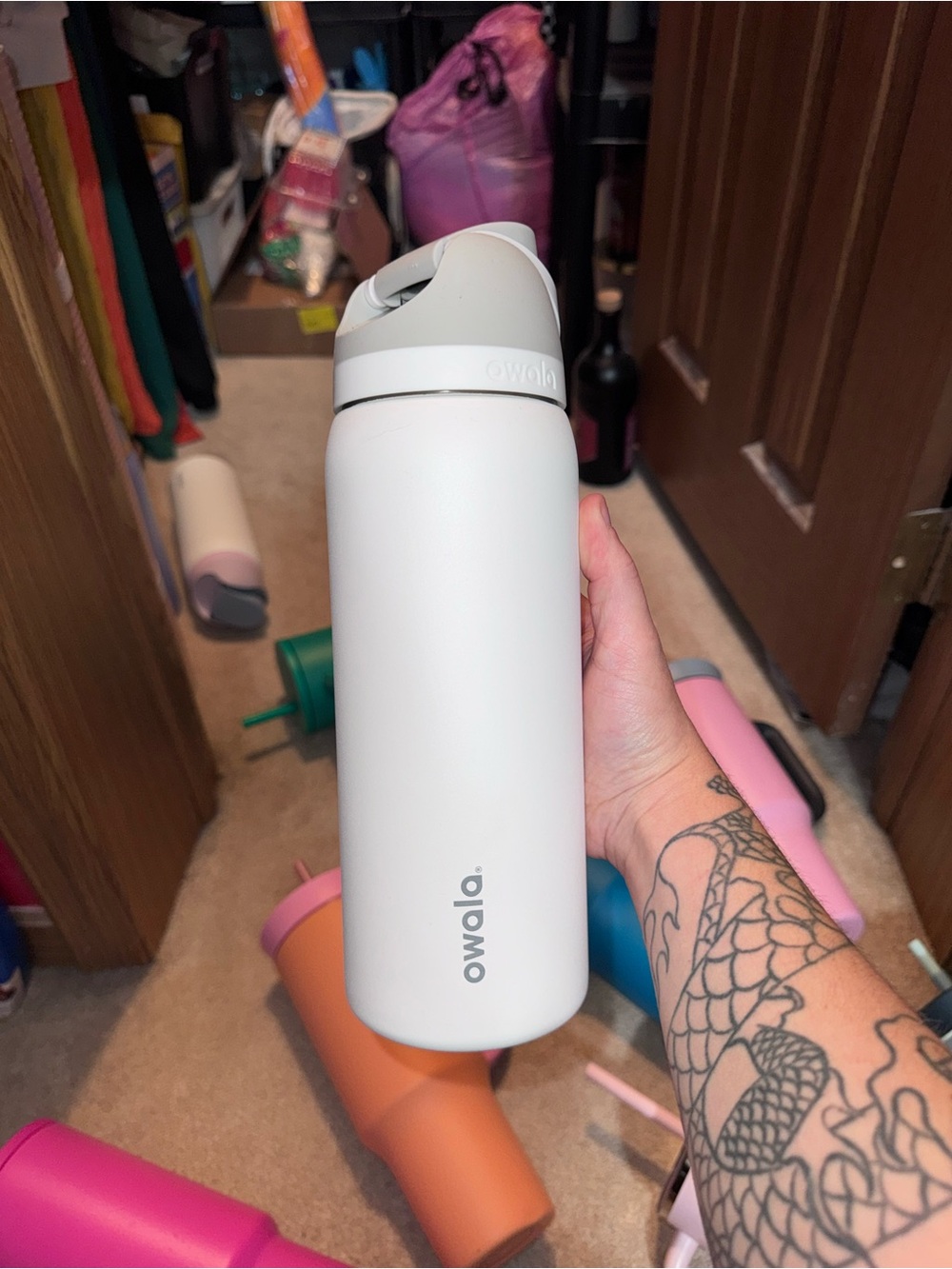 Owala White Insulated Water Bottle - Leak-Resistant Drinkware